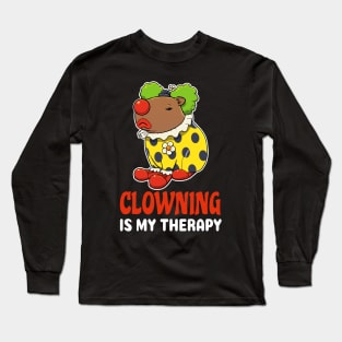 Clowning is my therapy cartoon Capybara Long Sleeve T-Shirt